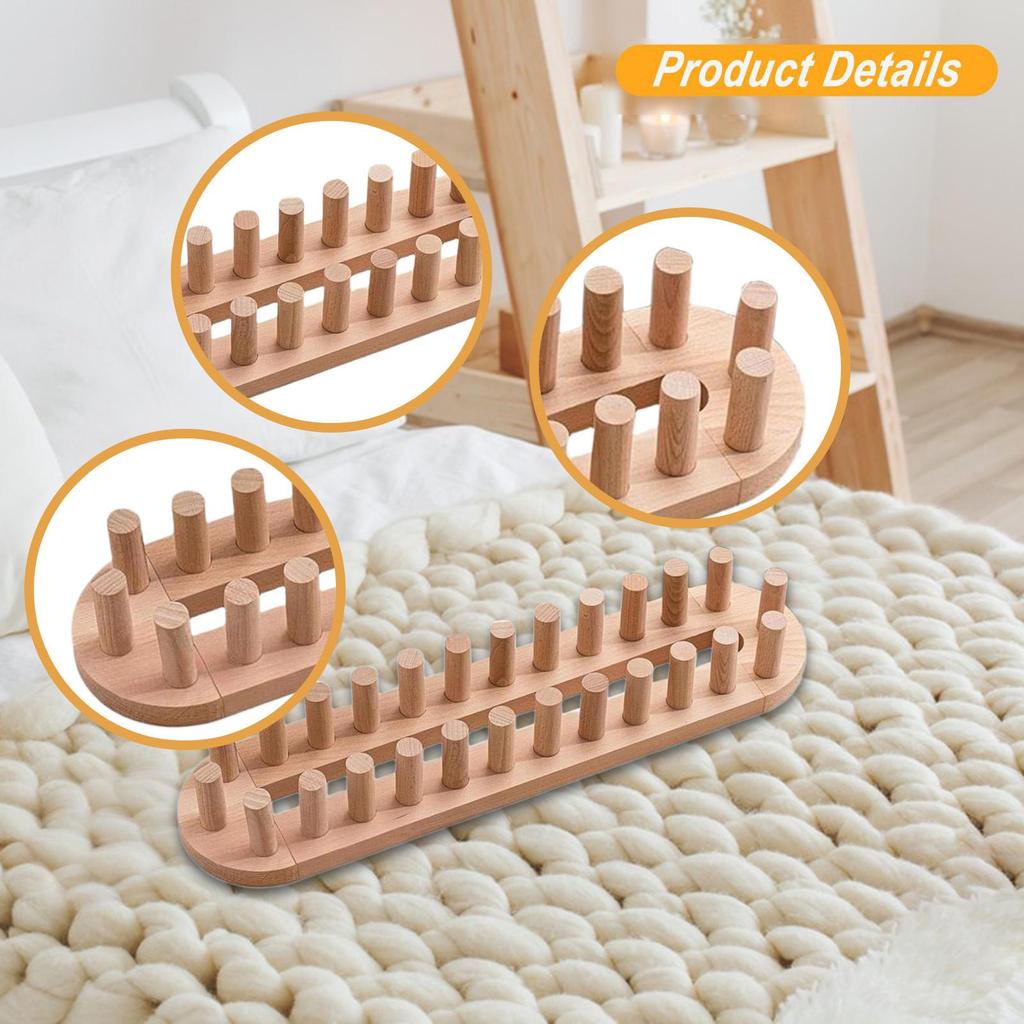 DIY Chunky Blanket Knitting Loom Kit Wood Peg Frame for Cozy Home Decor and Handcrafts Suitable for Hobbyists