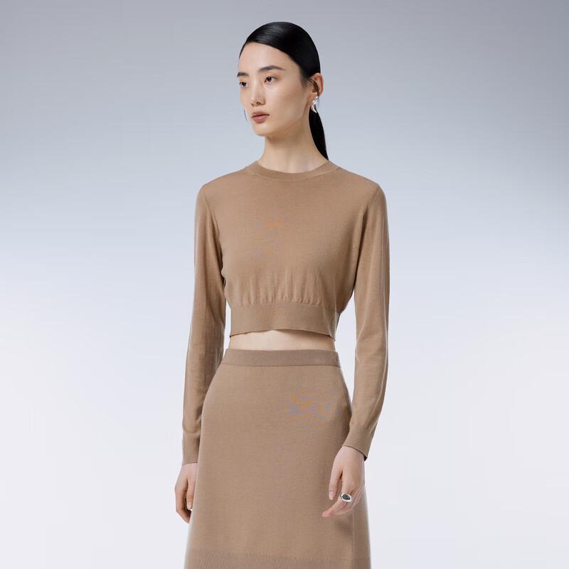 

JNBY Women s Cashmere Blend Cropped Round Neck Sweater XL