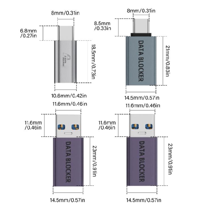 Blocco Dati Sicurezza USB in Alluminio Carica Senza Rischi Plug and Play Adatto per Hotel Aeroporti Dispositivi Viaggio Ufficio
