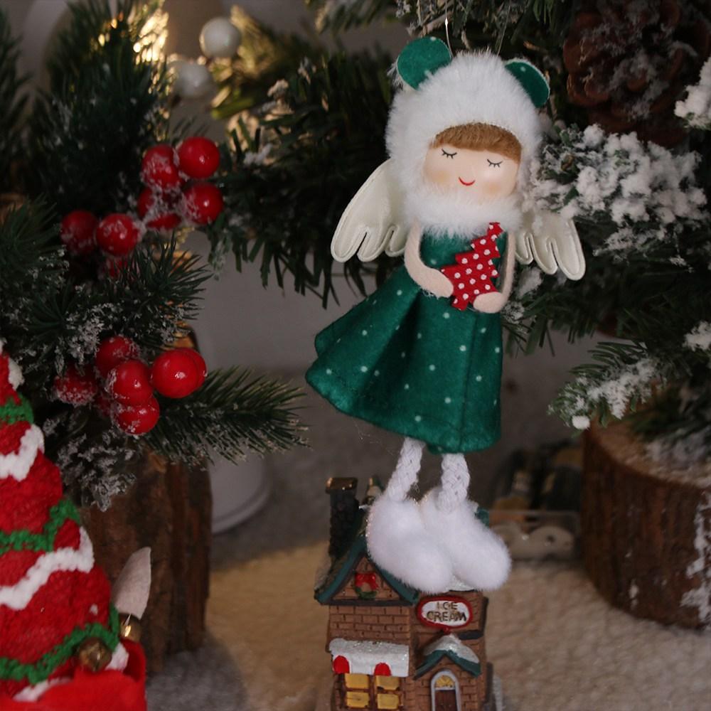 Plush Red Green Christmas Elf Doll Cute Xmas Tree Hanging Angel Pendants New Year