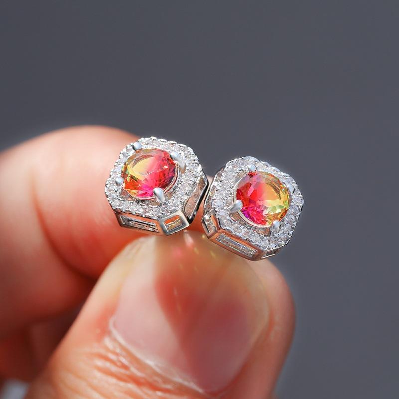 Hot-selling crystal zircon stud earrings slightly inlaid with white diamonds, fashionable and simple earrings for women