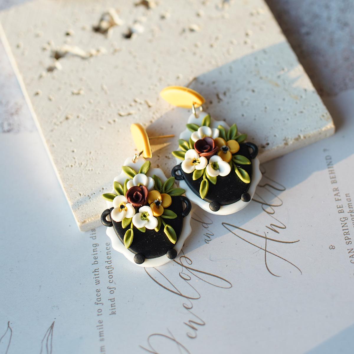 

Trendy Fashion Easter Tropical Cluster Flowers Egg Nest Multi Shapes Handmade Polymer Clay Earrings For Women s Accessories Gift Other