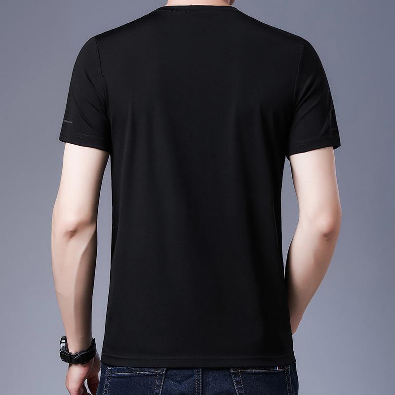 Letnie męskie koszulki z krótkim rękawem i okrągłym dekoltem z nadrukiem dla młodych i w średnim wieku, modne codzienne koszulki bazowe dla mężczyzn