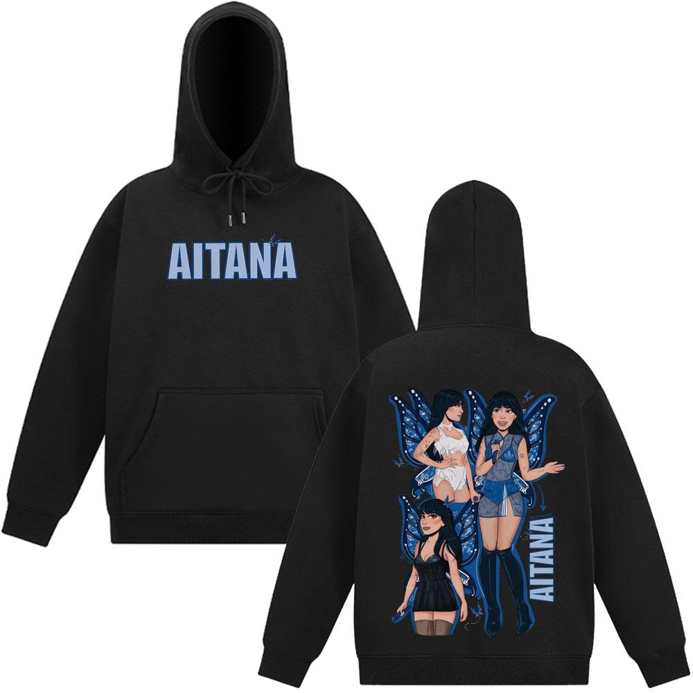 

Singer Aitana Curto Azul Tour Print Hoodie Men Women Casual Loose Pullover Autumn Winter Oversized Aesthetic Sweatshirts XL чорний