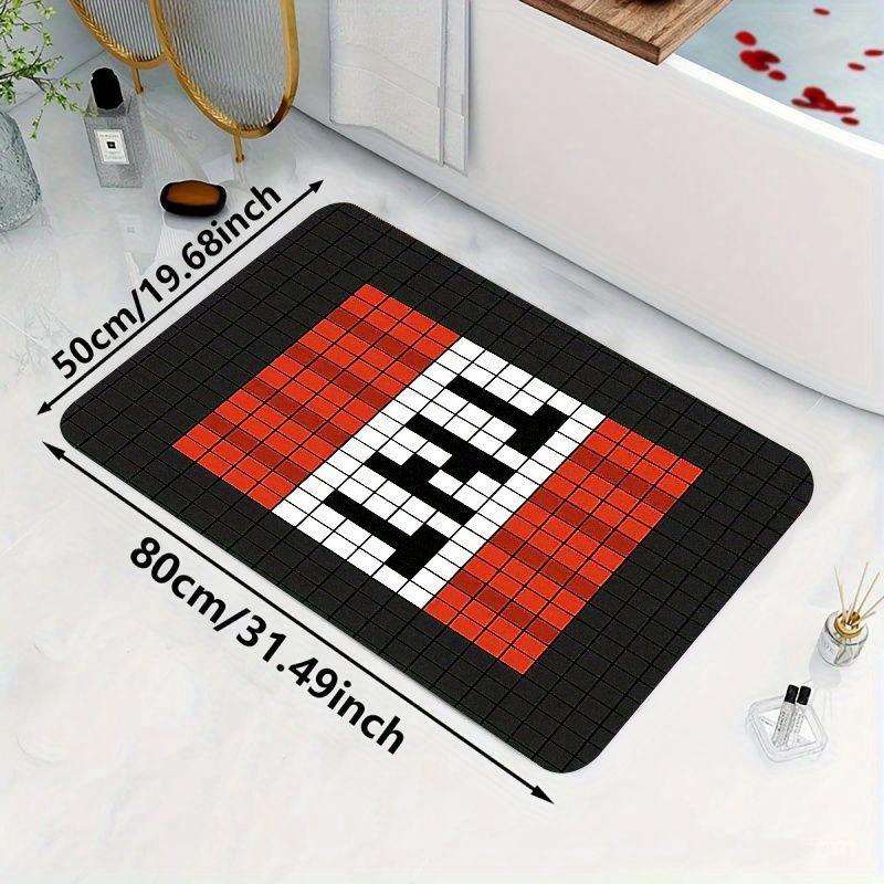 TNT Pixel Game Block Mat Carpet, Retro 8-Bit Design Non-Slip Polyester for Living Room Bedroom Game Room Entryway Decor