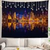 New York City Night Skyline Tapestrynyc Skyscrapers With Water Reflection Print Wall Hanging For Bedroom Living Room Home Decor