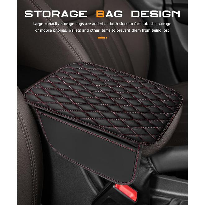 Car Center Console Cover,Car Accessories,Arm Rest Cover for Vehicle,Armrest Seat Box Pad,Microfiber Leather Car Arm Rest Cover with 2 Storage