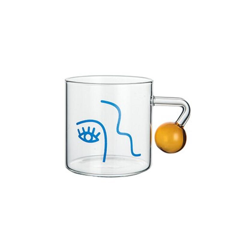 Printed Transparent Creative Resistant Glass Tea Tea Drink Breakfast Beer Glass Ice Handle Glass Glass Glass Milk Juice Milk Cup Juice | Beer Cups