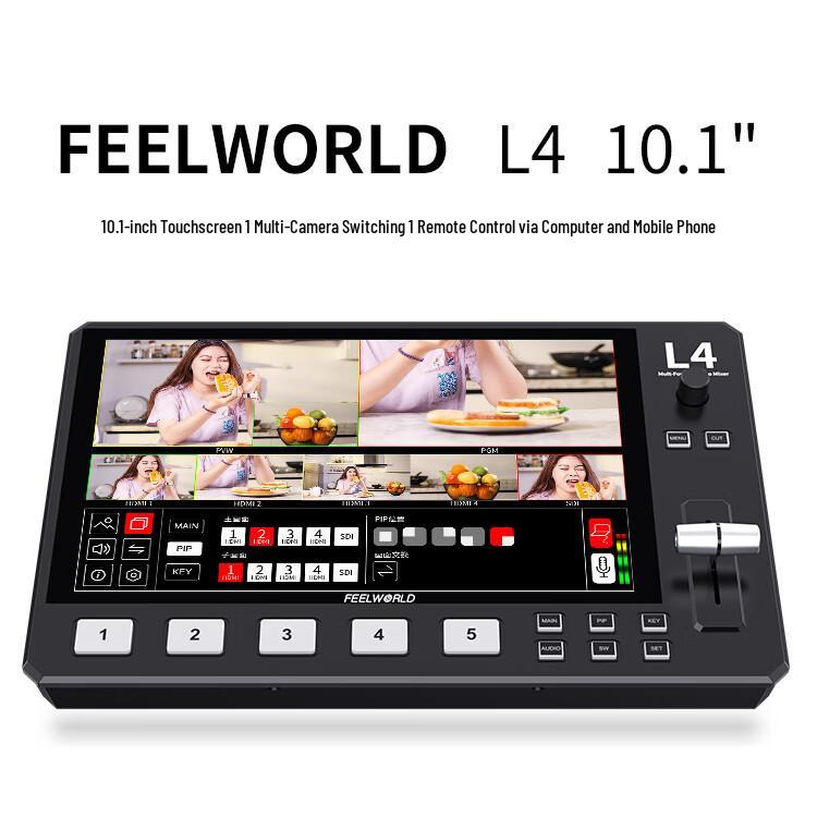 FEELWORLD L4 8" Switcher with 10.1" Touchscreen, HDMI & SDI for Multi-Camera Live Streaming