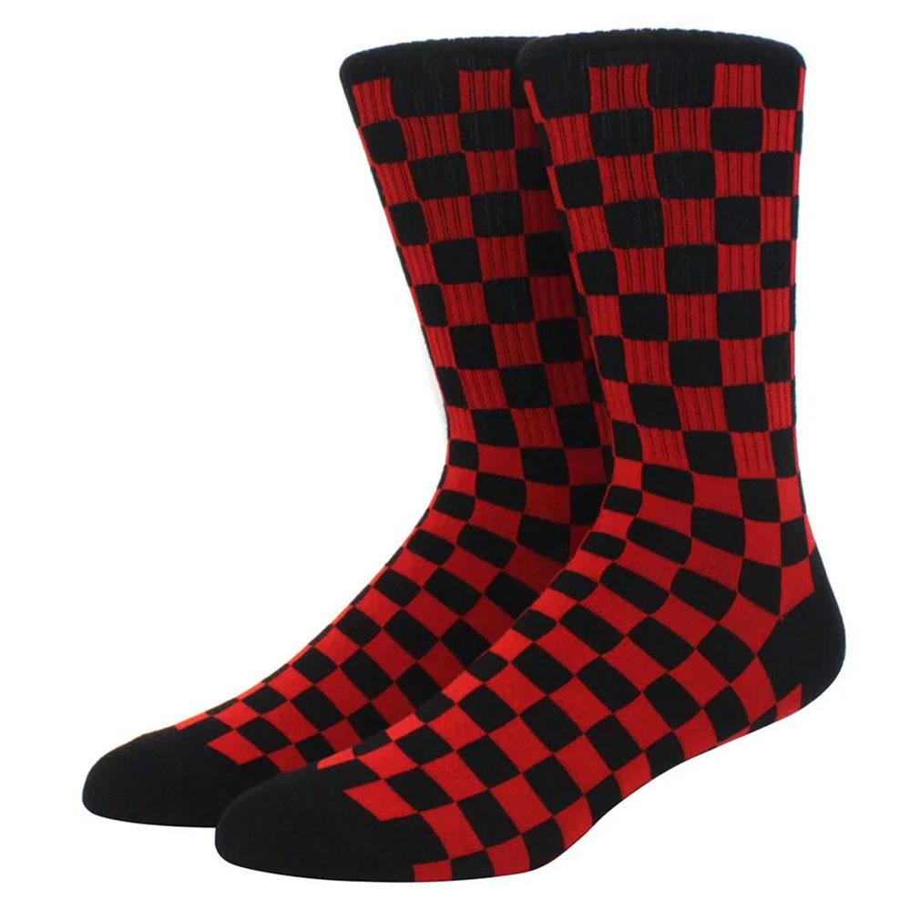 1 paire de chaussettes amusantes de skateboard hip hop à carreaux et flammes éclair pour hommes