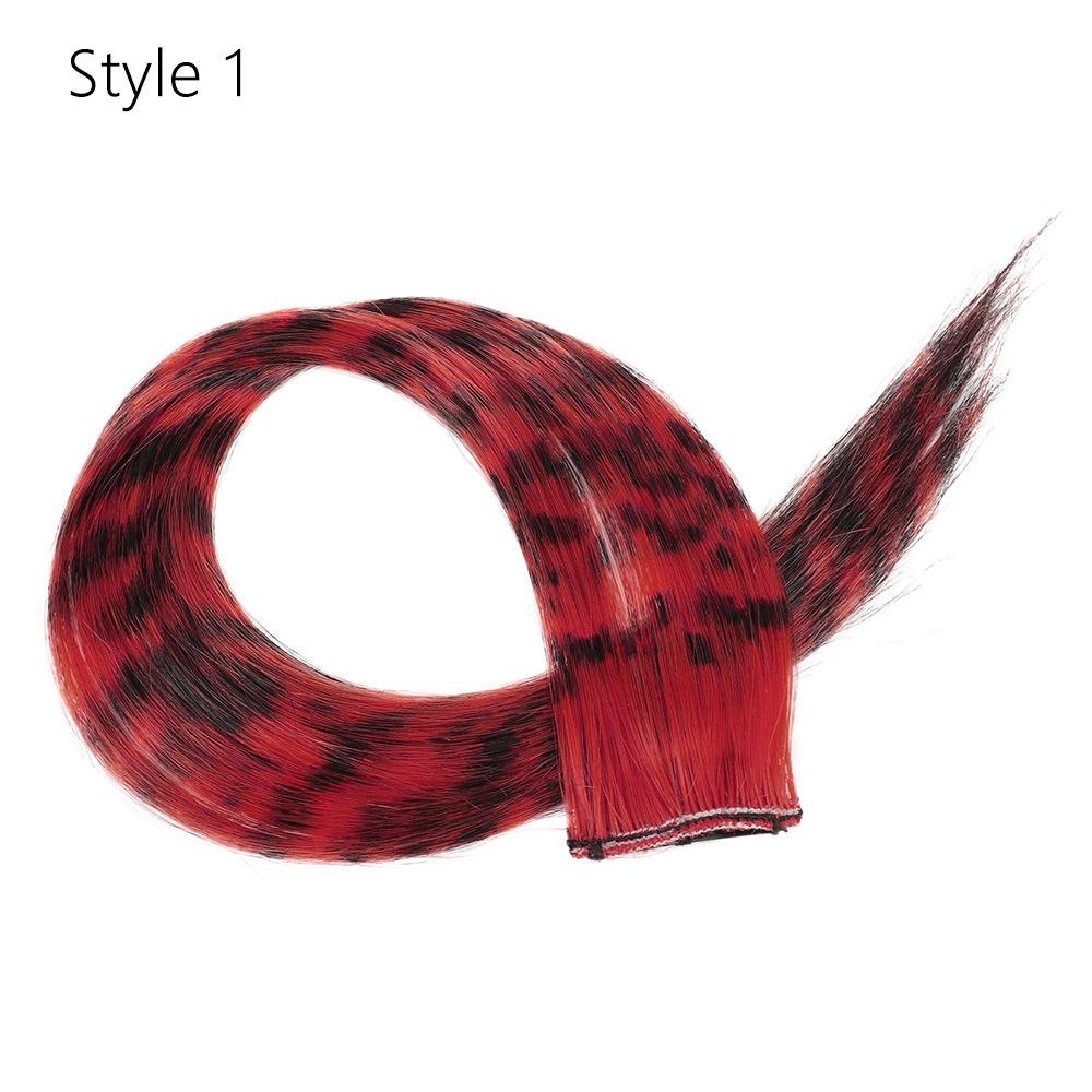 Stripe Printed Clip in Hair Extensions Colorful Wig Hairpieces Christmas Hair Highlights  Girls