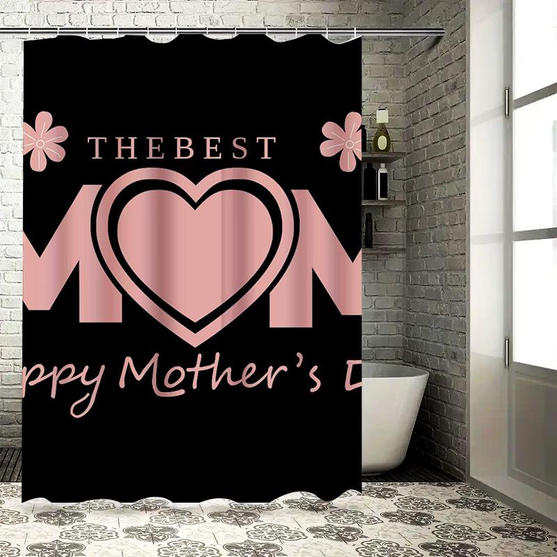 The Best Mom Heart Print Shower Curtain For Mother'S Day