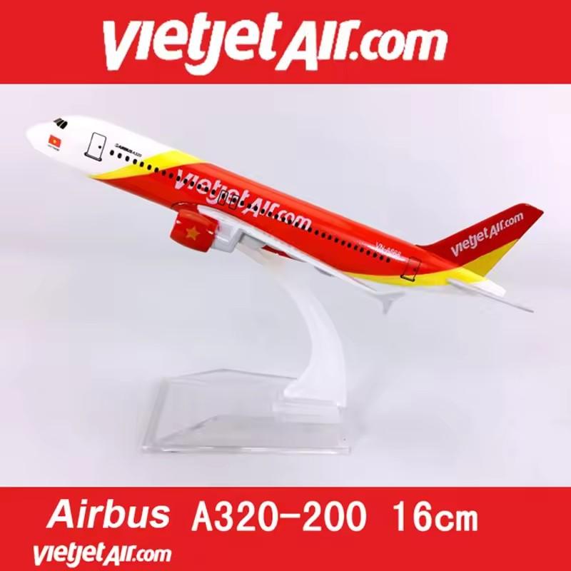 דגם מטוס 1/400 16 ס"מ עבור A320 Vietjet Airlines מטוס מסגסוגת עם תושבת קישוט דגם מתכת מסגסוגת