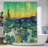 Van Gogh La Nuit Étoilée Rideau de Douche Paysage Vert Décoration Murale Pour Salle de Bain Suspendu en Tissu Imprimé 3D Imperméable Maison De