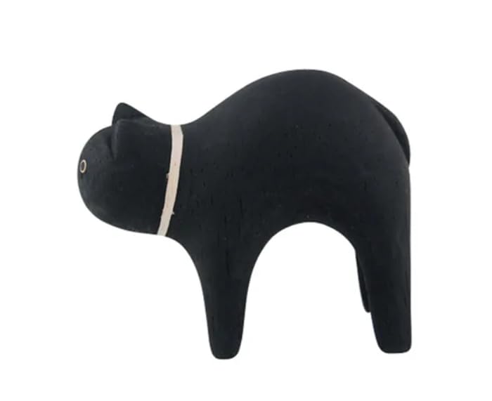 Tea Lab Porepore Animal Black Cat Wood Carving Handmade [T-Lab.]