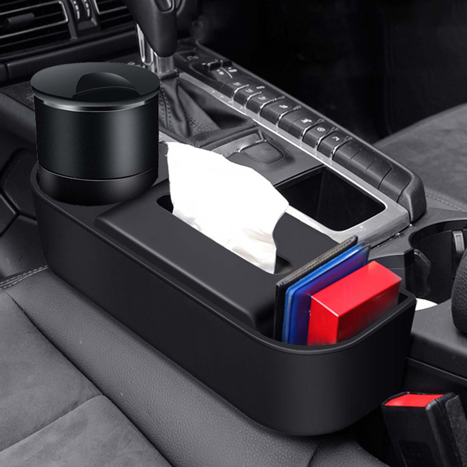 

Car Front Seat Gap Organizer with Cup Holder Tissue Box Easily Install Console Side Strong