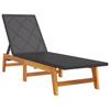 Sun Lounger in Black and Brown Poly Rattan & Solid Acacia Wood