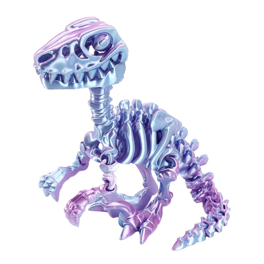 3D Printed Articulated Raptor Skeleton Figurine Dinosaur Bones Poseable ModelToy For Home Office Decors and Collector