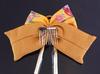 Ornement de cheveux, crêpe de soie pure, motif japonais (jaune et or) accessoire de cheveux à ruban