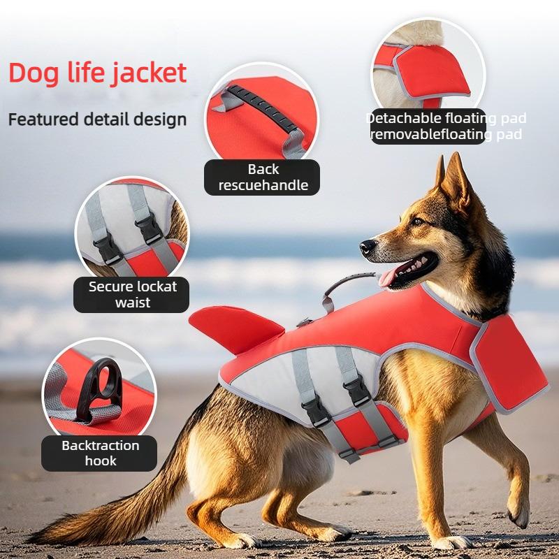 Pet Life Jacket Shark Fin Shape Safety Vest for Dog Summer Adjustable in Pool Surfing Drifting Dog Life Vest Reversible Safety