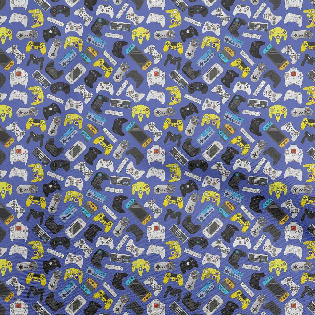 oneOone Cotton Flex Black Fabric Video Game Quilting Supplies Print Sewing Fabric By The Yard 40 Inch