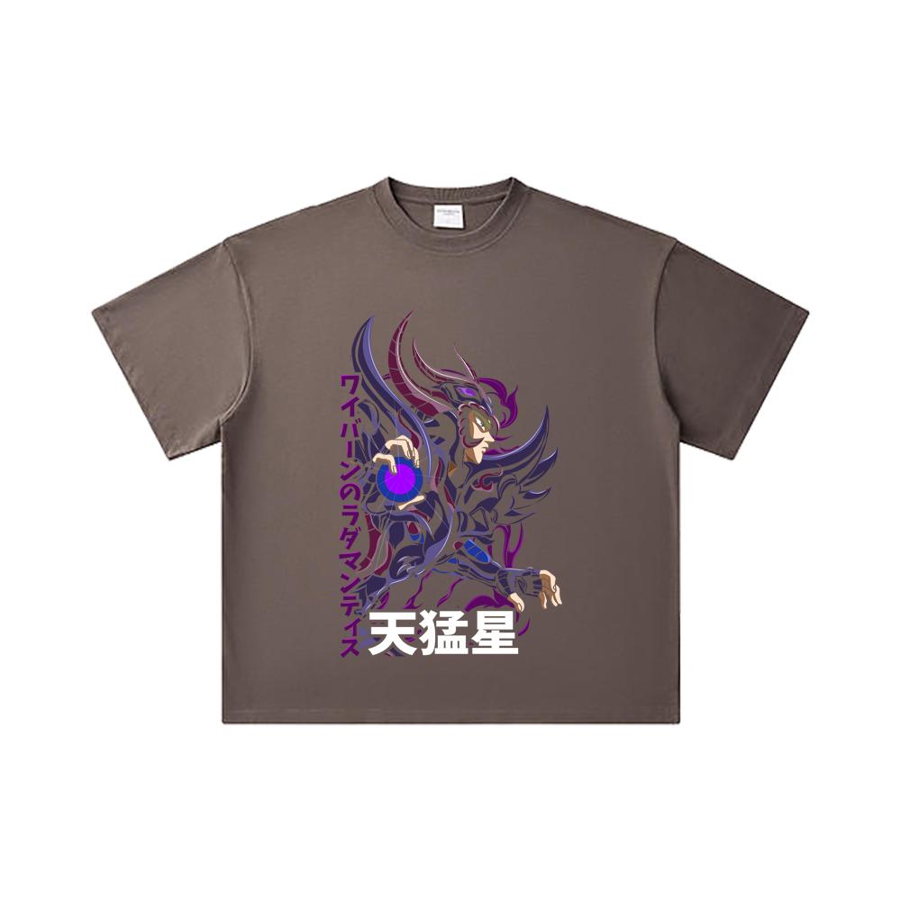 260 GSM Double Yarn 32 Count 100% Cotton Saint Seiya V18 Rhadamanthys Print Unisex Heavy Cotton T Shirt