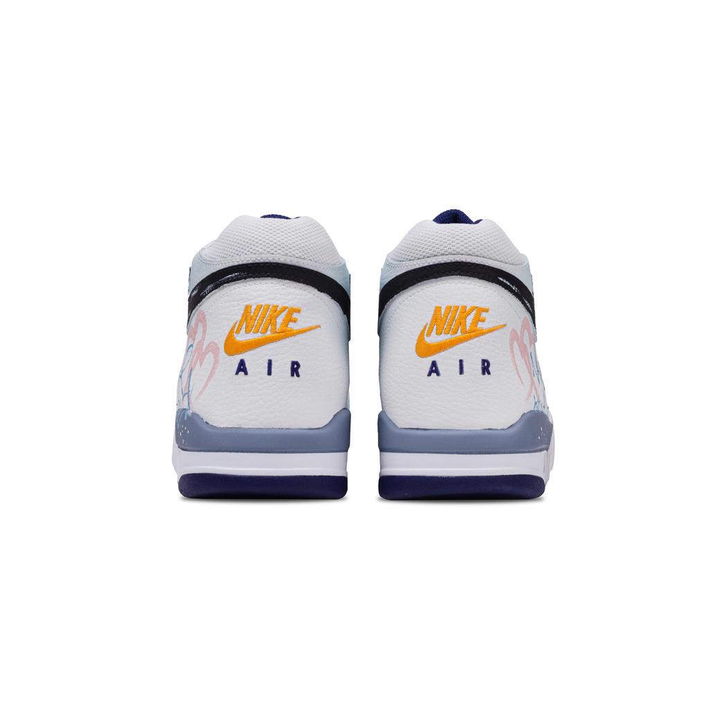Nike Flight Legacy Heartbeat Story Abrasion Resistant Mid Top Vintage Basketball Shoes Men's White Blue Pink BQ4212-102(Team864-)