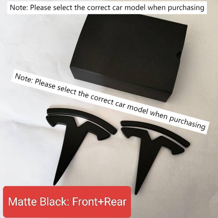 ABS Coverable Front Logo Rear Logo Steering Wheel Badge for Tesla Model 3 Y Carbon Fiber Label Car Accessories Personalization