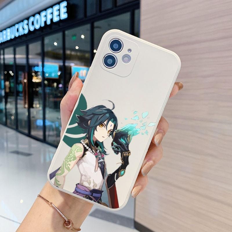 Genshin Design Phone Case For IPhone 14 11 12 13 Pro Max X XR XSMax 6 6S 7 8 Plus SE 2022 Soft Square Color Phone Cover