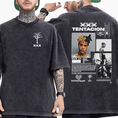 90s Vintage XXXTentacion Album 2026 Washed T Shirt Rap Men's Hip Hop Gothic Short Sleeve T-shirt Man Punk Fans Clothing T-shirts