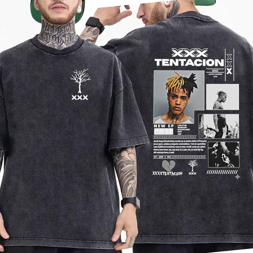 90s Vintage XXXTentacion Album 2026 Washed T Shirt Rap Men s Hip Hop Gothic Short Sleeve T-shirt Man Punk Fans Clothing T-shirts S разноцветный
