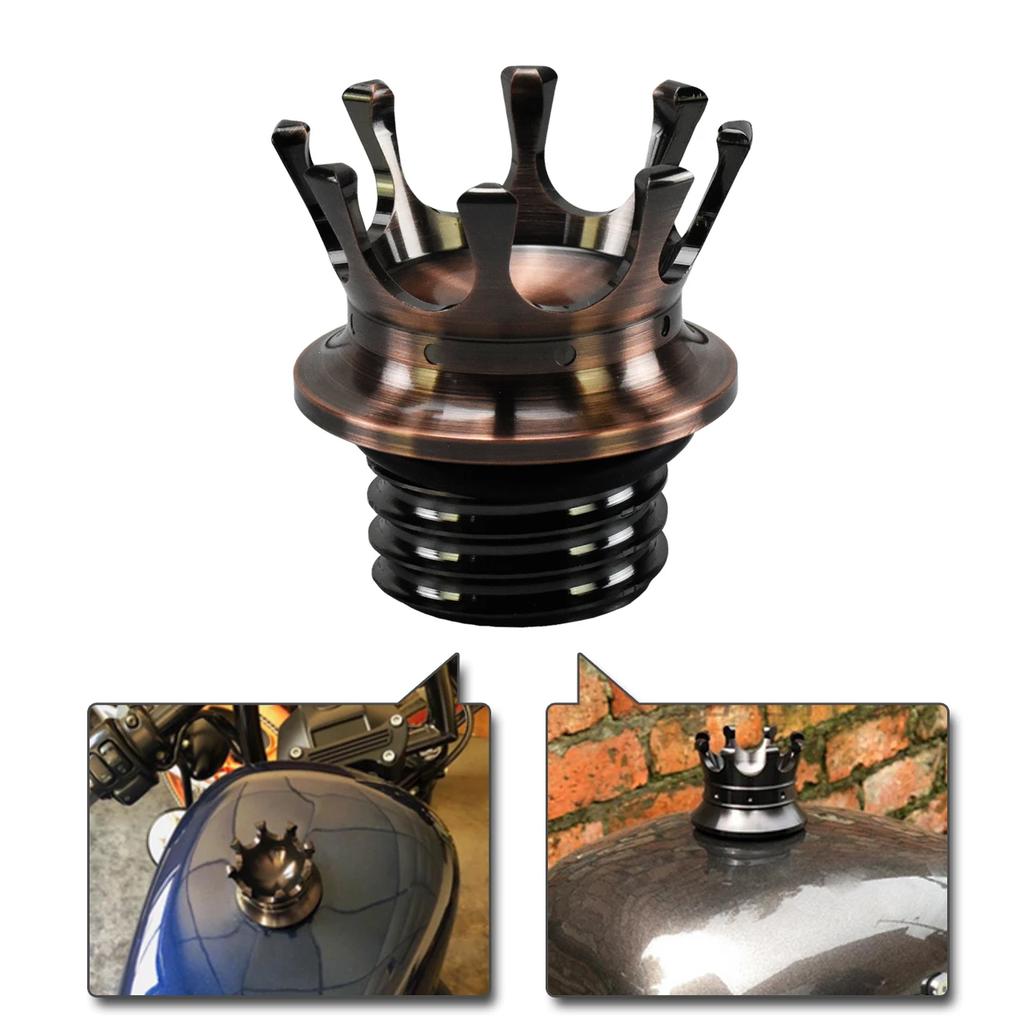 Motorcycle Vented Gas Cap Fuel Tank Right-hand Thread Crown Style Oil Cap Fuel Gas Tank For Harley Sportster Dyna Touring Softai