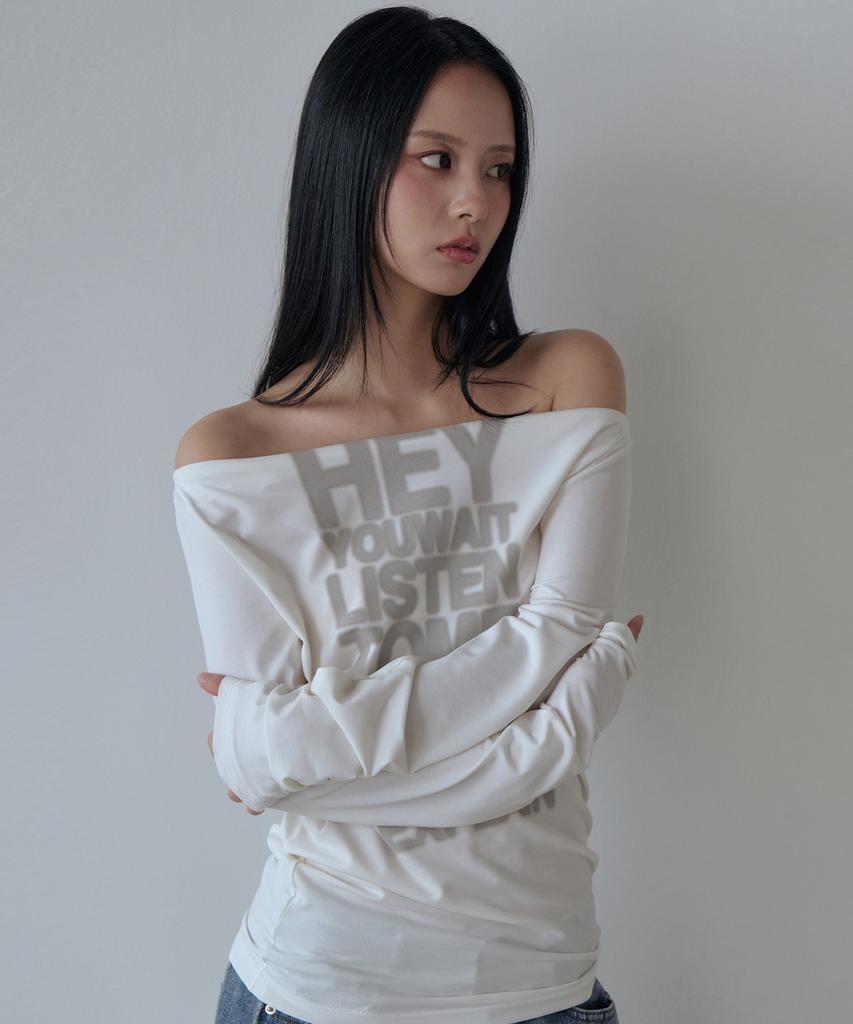5OML Hey Off-Shoulder Long Sleeve (Ivory)
