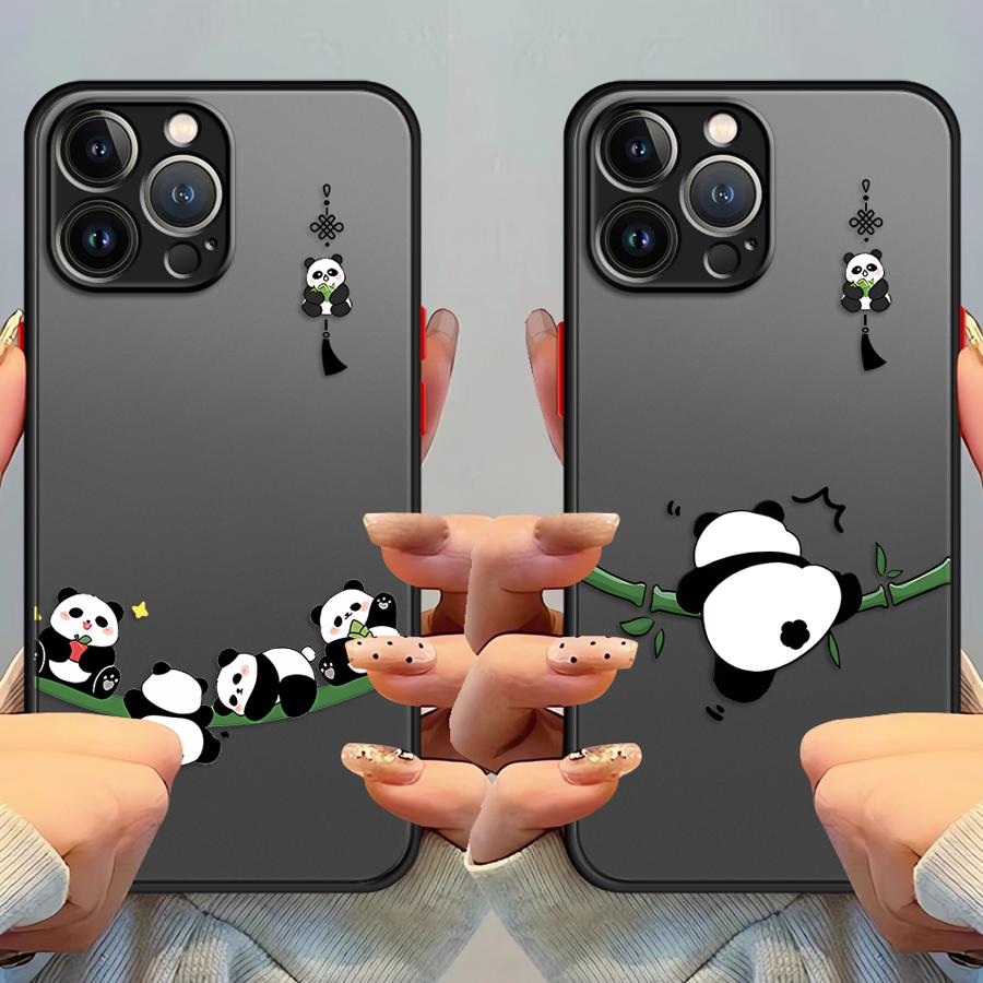 Funda Back Phone Cover Case for iPhone 17 Pro Max Air XS XR 16 Plus 13 Mini 14 11 12 15 7 8 SE Cartoon Cute Panda