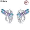 925 Silver Dragonfly Hoop Earrings Exquisite Jewelry For Women Fine Birthday Party Gifts