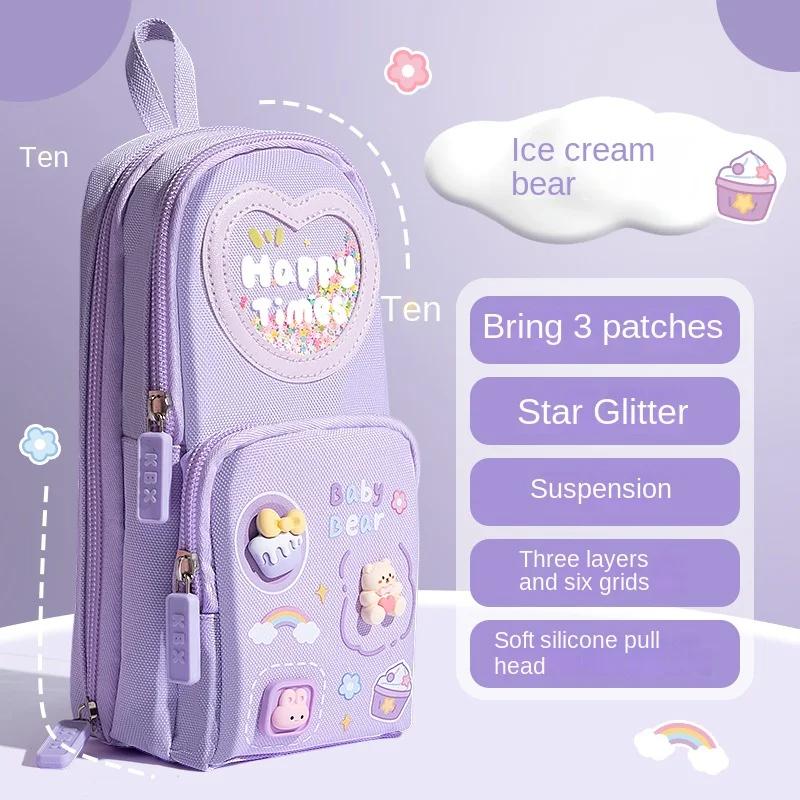 

1 шт. Пеналы большой емкости холщовый пенал сумка держатель коробка для девочек канцелярские принадлежности для школы