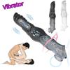 Forleng 7 cm penisforstørrelseshylse Vibrator Cock Ring Gjenbrukbare kondomer Sexleketøy for menn G-punkt Vibrasjonsforsinkelse Ejakulasjon