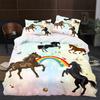 3D Horse Duvet Cover King Queen Size White Running Horses Pattern Bedding Set For Kids Teens Adults Wild Animal Soft Quilt Cover