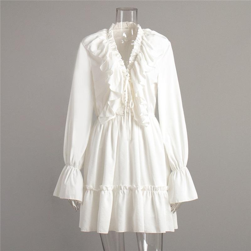 V Neck Dress Women's Summer Flared Sleeve Dress European And American Style Short Chiffon Dress