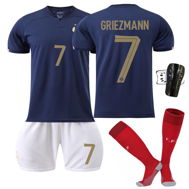 French national team home jersey number Mbappe Griezmann adult football jersey suit men's