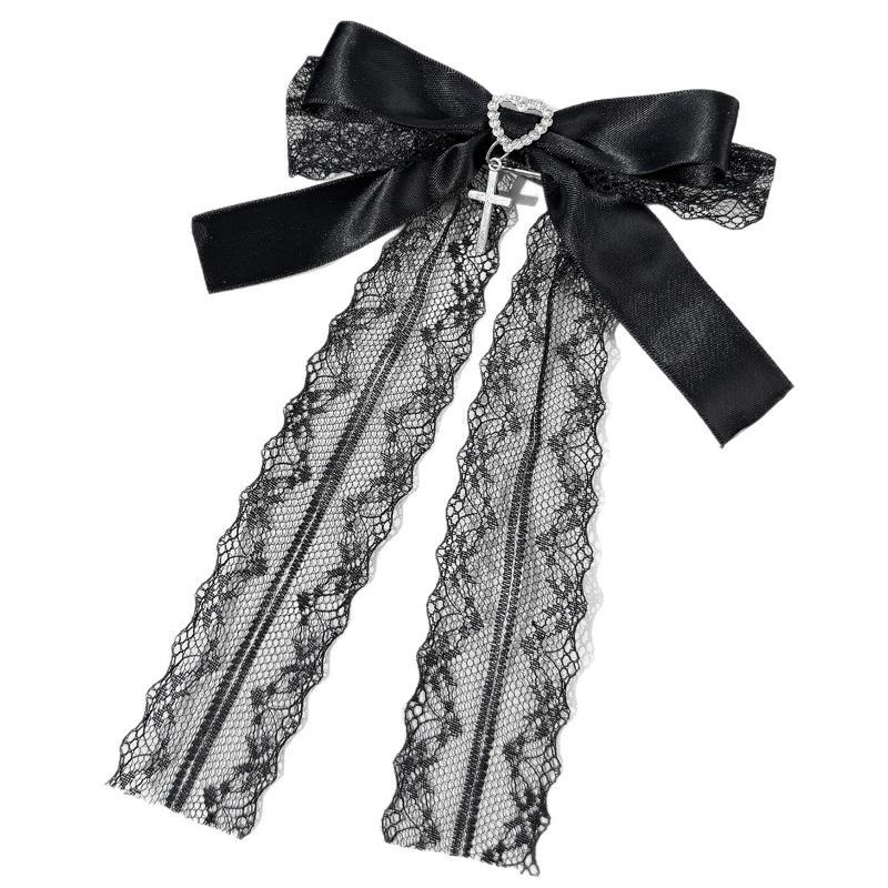 Gothic Girl Exquisite Hair Accessories Lolita Japanese Lace Ponytail Hair Clip Cute Bow Hairpins Bag Decoration