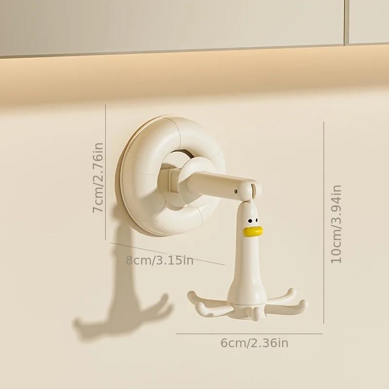 1pc Suction Cup Kitchen Utensil Hooks, 360° Rotating Foldable Hooks, Self-Adhesive Under-Cabinet Flip Hooks