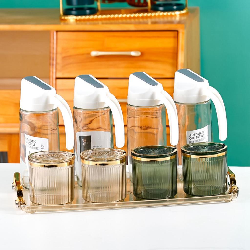 4 Bottle with Lids Save Space Easy To Clean Seasoning Set Salt Organizer