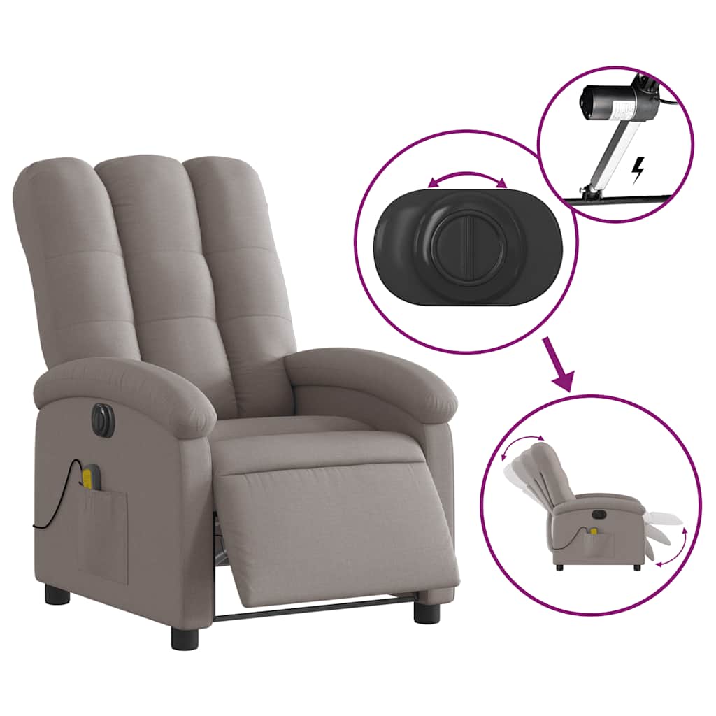 Electric Massage Chair Taupe Fabric