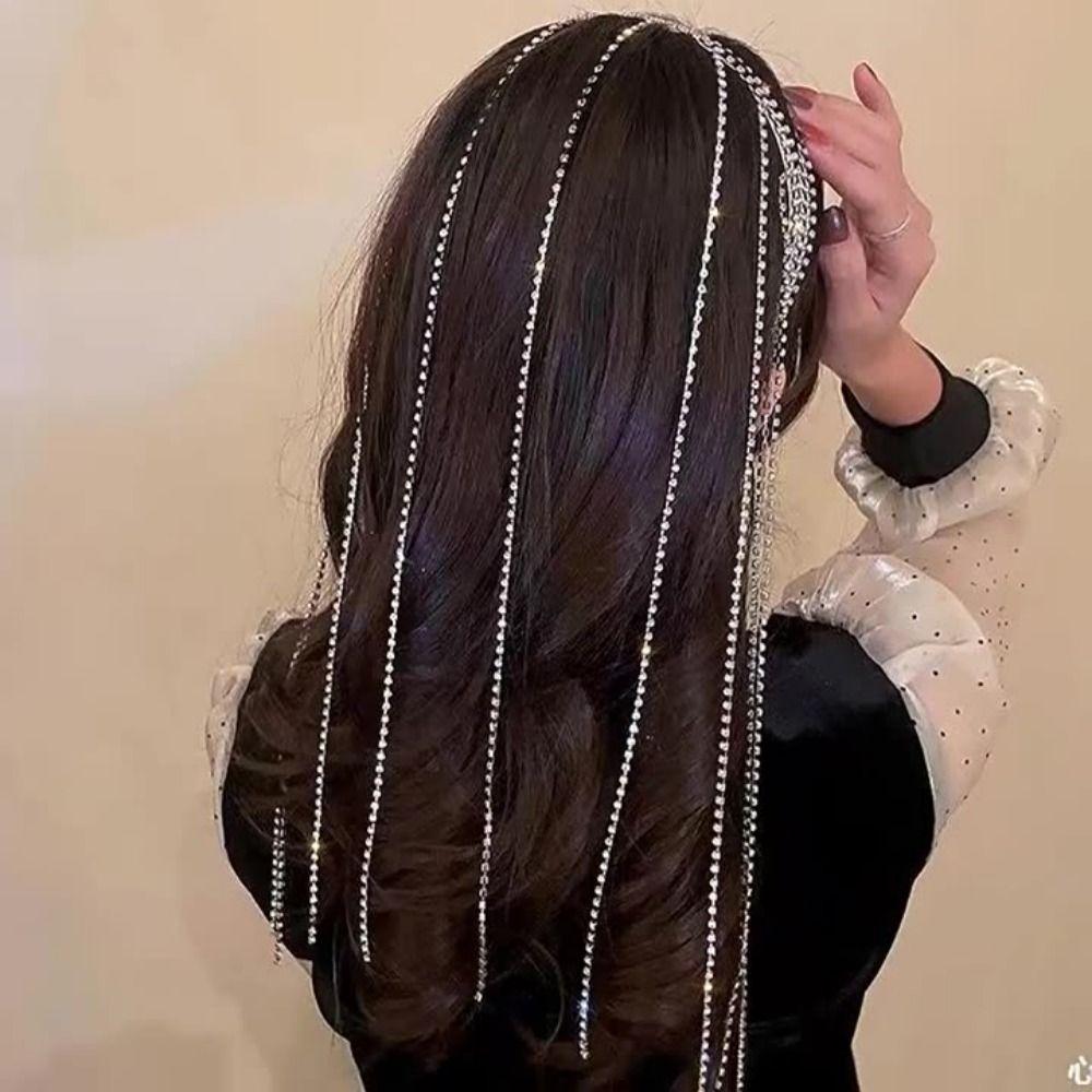 Reflection Rhinestones Tassel Headband Luxury Shiny Hair Accessories Girls Headwear  Women