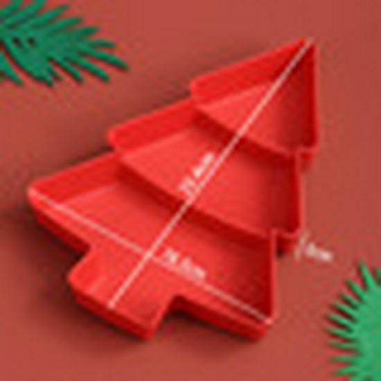 Multi-Section Holiday Snack Tray with Creative Christmas Tree Design for Candy, Dried Fruit, and Seeds