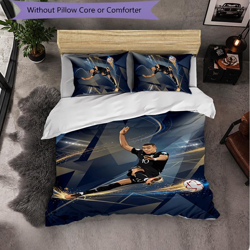 Kylian Mbappe Themed Bedding 3Pcs Duvet Cover Set Decorative Bed Linen For Teen Room Home Decoration