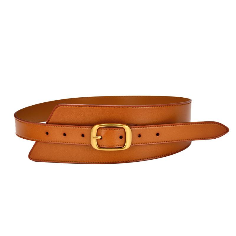 Winter Wide Belt Women's Cowhide Waist Enclosure Decoration with Coat Coat Waist Zipper Versatile Waist Seal