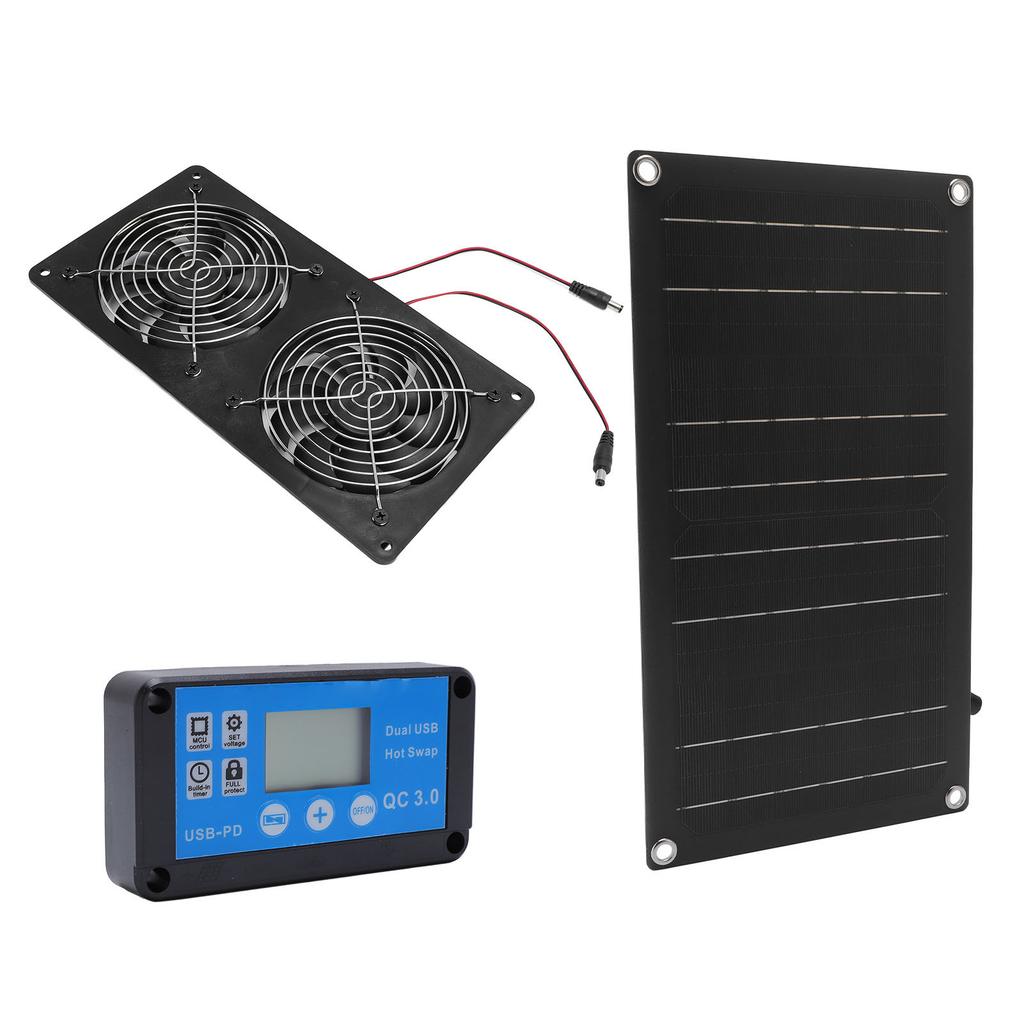 Solarbetriebener Lüfter, 6-Zoll-Solar-Doppelauslasslüfter-Kit, geräuscharmes doppeltes Kühl-Lüftungsventil
