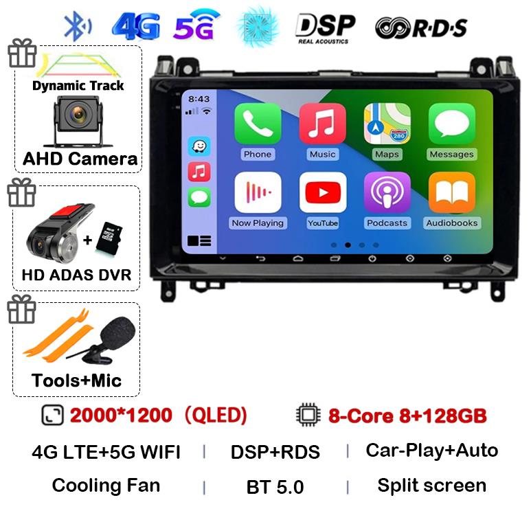 Android 14 Car Radio For Mercedes Benz B200 Sprinter W906 W639 AB Class W169 W245 Viano Vito Multimedia GPS Stereo Video Player